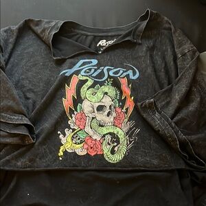 Poison Black Graphic Tee with Skull and Snake